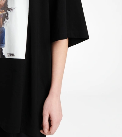 Shop Mm6 Maison Margiela Oversized Printed Cotton T-shirt In Black