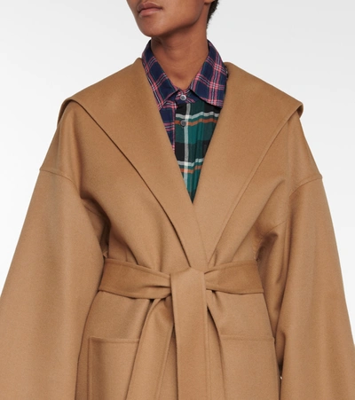 Shop Loewe Belted Wool And Cashmere Coat In Brown