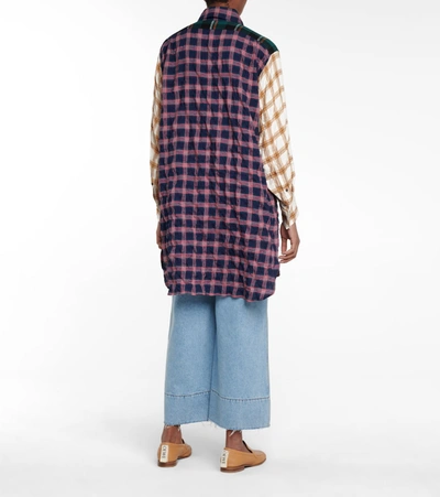 Shop Loewe Checked Cotton-blend Longline Shirt In Multicoloured
