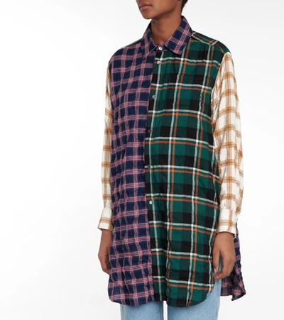Shop Loewe Checked Cotton-blend Longline Shirt In Multicoloured