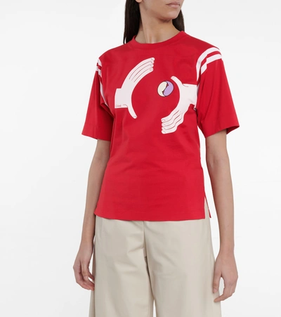 Shop Chloé Printed Cotton Jersey T-shirt In Red