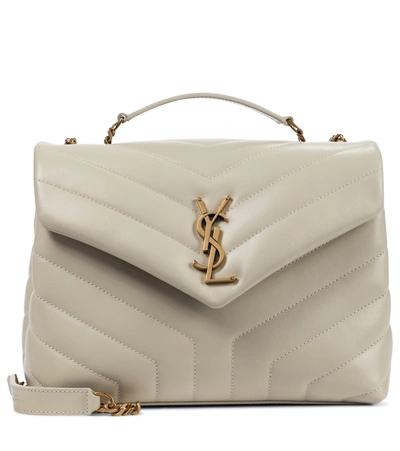 Shop Saint Laurent Loulou Small Leather Shoulder Bag In White