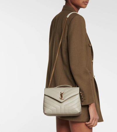 Saint Laurent Loulou Small Leather Shoulder Bag In White