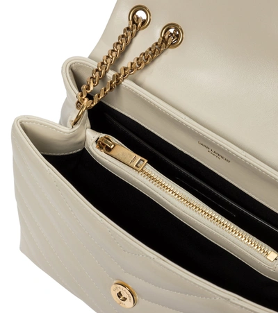 Shop Saint Laurent Loulou Small Leather Shoulder Bag In White