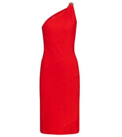 Shop Givenchy One-shoulder Stretch-jersey Midi Dress In Red