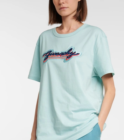 Shop Givenchy Logo Cotton Jersey T-shirt In Blue