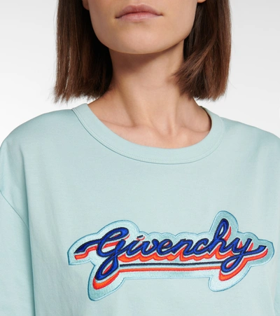 Shop Givenchy Logo Cotton Jersey T-shirt In Blue