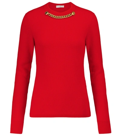 Shop Givenchy Embellished Wool-blend Sweater In Red