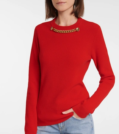 Shop Givenchy Embellished Wool-blend Sweater In Red