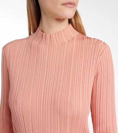 Shop Acne Studios Ribbed-knit Mockneck Sweater In Pink