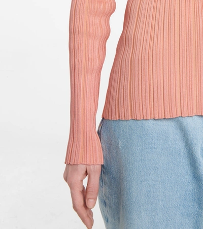 Shop Acne Studios Ribbed-knit Mockneck Sweater In Pink
