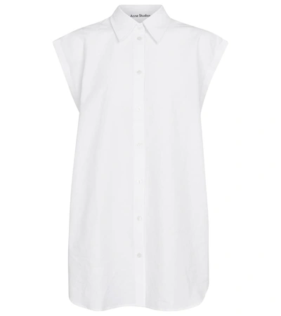 Shop Acne Studios Sleeveless Cotton-blend Shirt In White