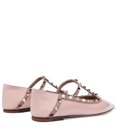 Shop Valentino Rockstud Patent Leather Ballet Flats In Pink