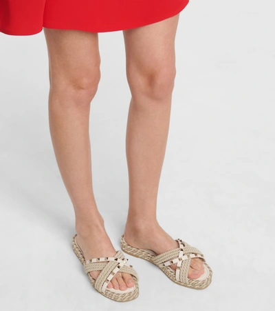 Shop Valentino Rockstud Torchon Espadrille Sandals In White