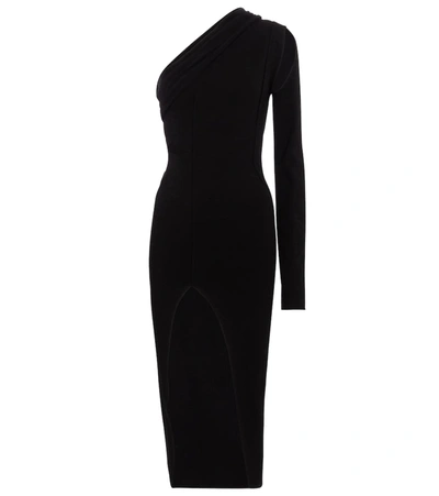 Shop Rick Owens One-shoulder Jersey Midi Dress In Black