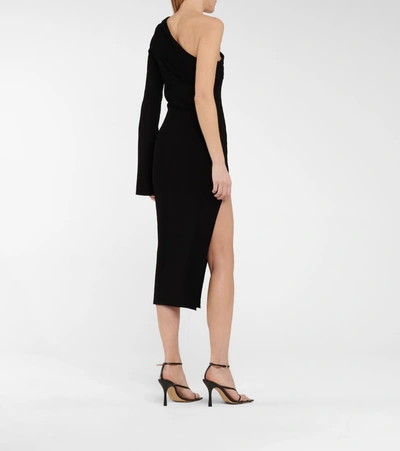 Shop Rick Owens One-shoulder Jersey Midi Dress In Black