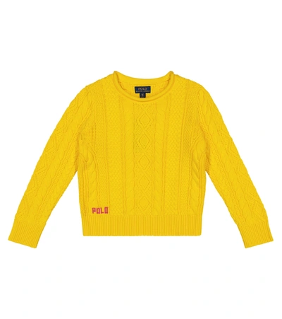 Shop Polo Ralph Lauren Cable-knit Cotton Sweater In Yellow