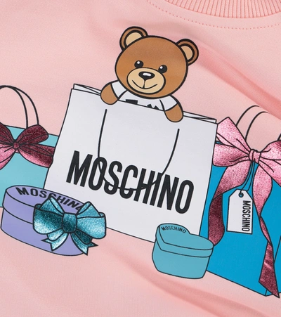 Shop Moschino Printed Stretch-cotton Sweatshirt In Pink