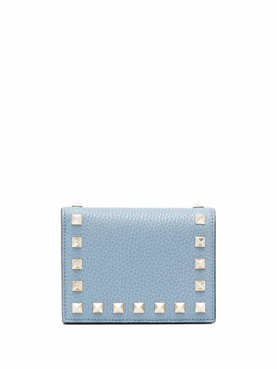 Shop Valentino Garavani Women's Light Blue Leather Wallet