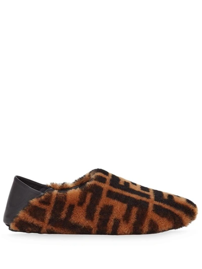 Shop Fendi Women's Brown Leather Loafers
