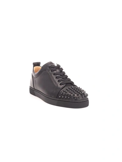 Shop Christian Louboutin Men's Black Leather Sneakers