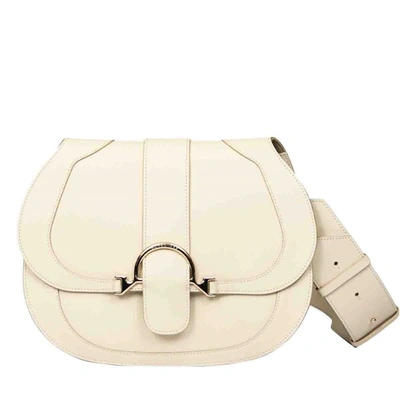 Shop Borbonese Women's Beige Leather Shoulder Bag