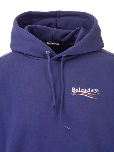 Shop Balenciaga Men's Blue Cotton Sweatshirt