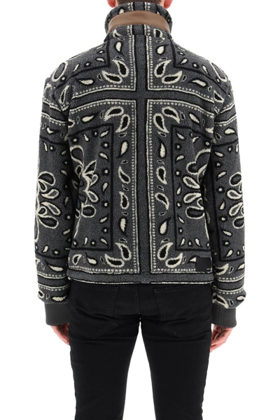 Shop Amiri Sherpa Fleece Jacket With Bandana Print In Black