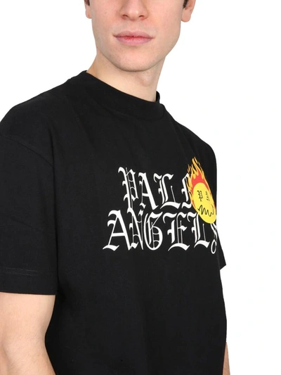 Shop Palm Angels Crew Neck T-shirt In Black
