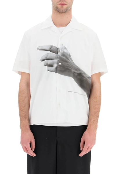 Shop Neil Barrett The Other Hand Print Shirt In White Greys