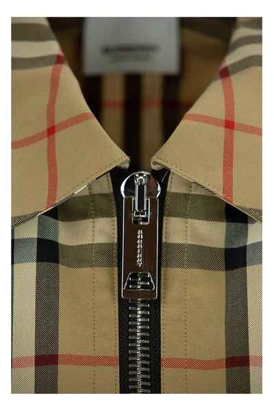 Shop Burberry Contrast Panel Check Cotton Shirt Jacket Hazelwood In Archive Beige