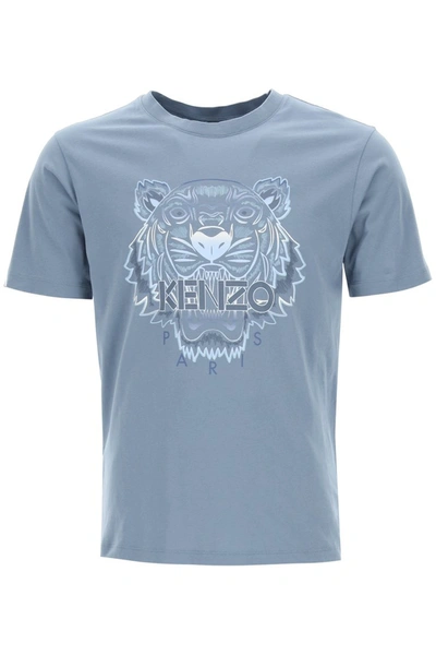 Shop Kenzo Gradient Tiger Print T-shirt In Blue