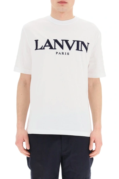 Shop Lanvin T-shirt Logo Embroidery In Optic White