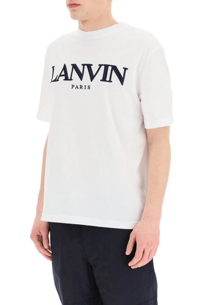 Shop Lanvin T-shirt Logo Embroidery In Optic White