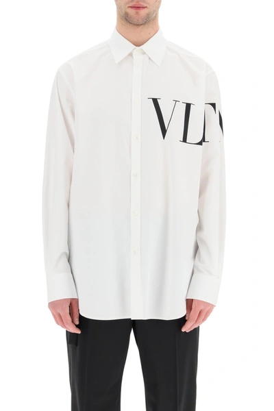 Shop Valentino Vltn Print Shirt In Bianco Nero