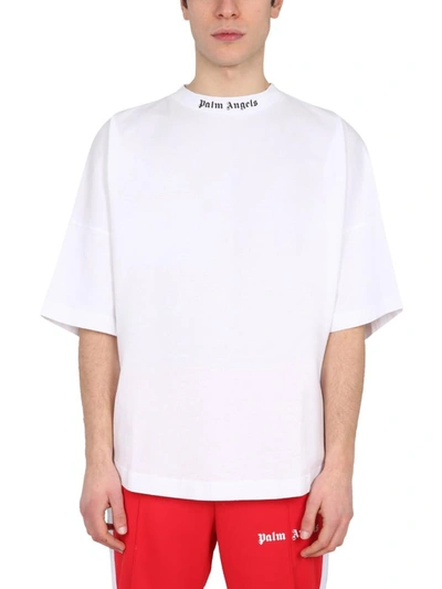 Shop Palm Angels Crew Neck T-shirt In White