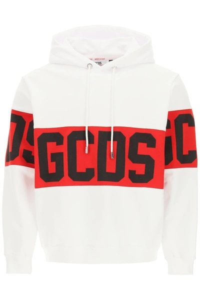 Shop Gcds Hoodie With Logo Band In White