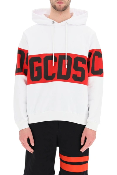 Shop Gcds Hoodie With Logo Band In White