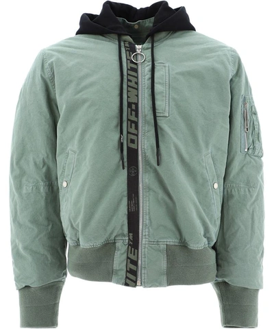 Shop Off-white "arrow" Bomber Jacket In Green