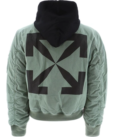 Shop Off-white "arrow" Bomber Jacket In Green