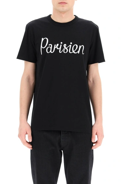 Shop Maison Kitsuné Maison Kitsune Parisien Print T-shirt In Black