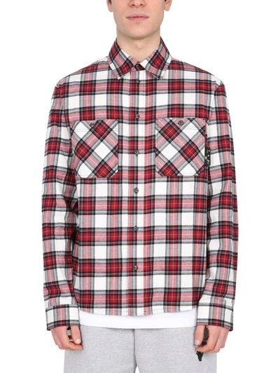 Shop Off-white Flannel Shirt In Red