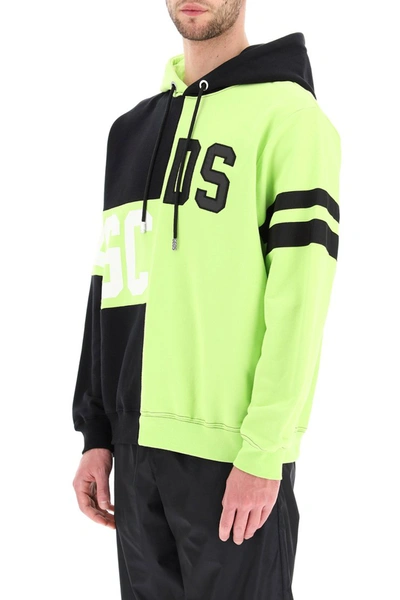 Shop Gcds Hoodie With Logo Mix In Lime