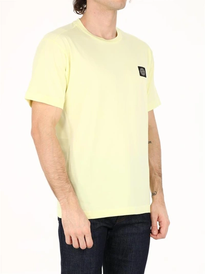 Shop Stone Island Logo T-shirt Yellow