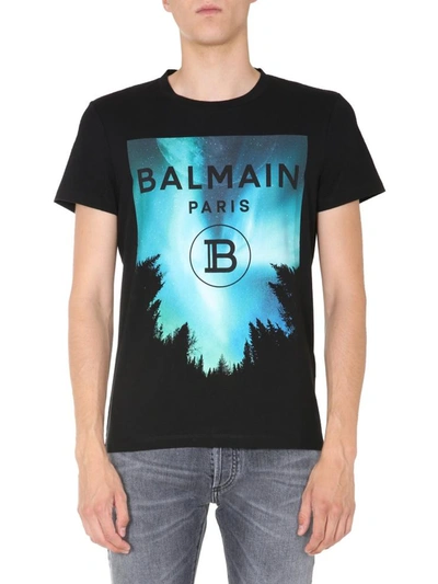 Shop Balmain Crew Neck T-shirt In Multicolour