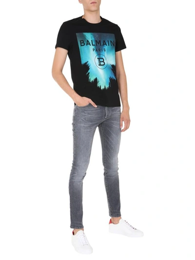 Shop Balmain Crew Neck T-shirt In Multicolour