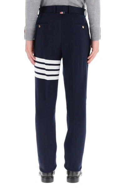 Shop Thom Browne 4-bar Jersey Trousers In Navy