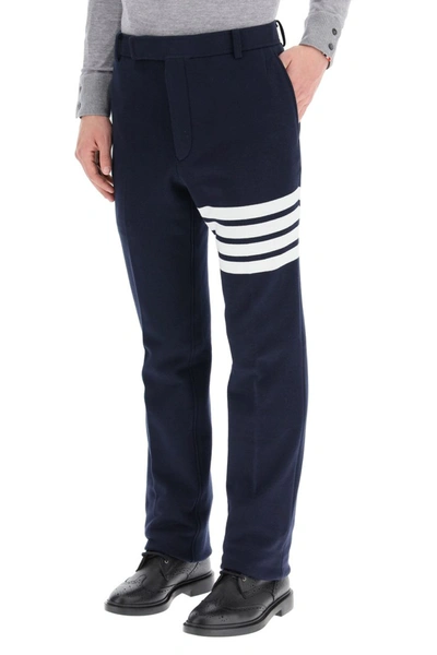 Shop Thom Browne 4-bar Jersey Trousers In Navy