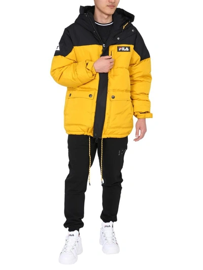 Shop Fila Down Jacket With Logo In Yellow
