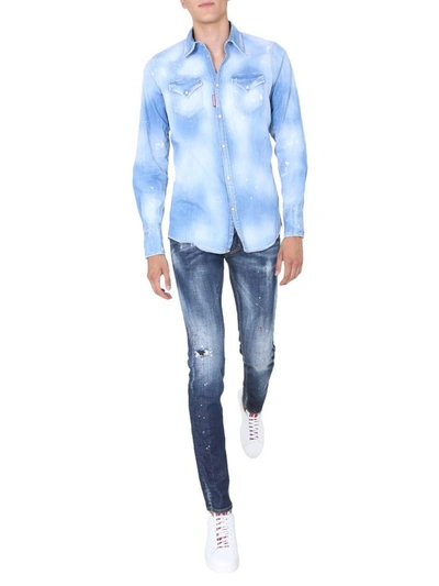 Shop Dsquared2 Western Shirt In Blue